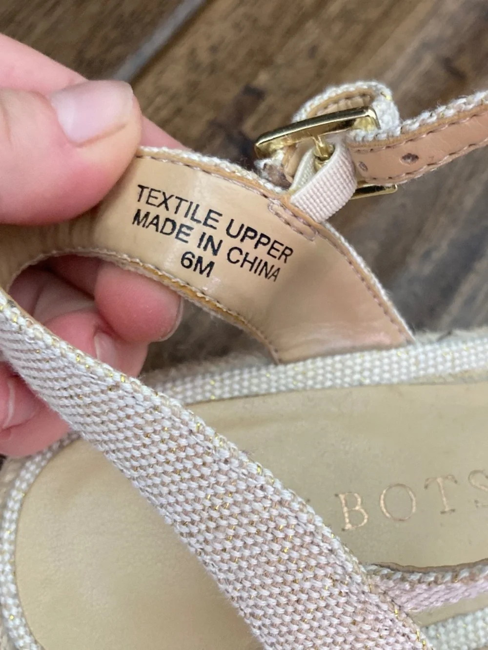 Talbots Pamela Twist Canvas Espadrille Wedges Beige sz 6 Coastal Nautical